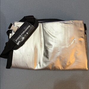 Paco Rabanne Silver and Black Metallic Messenger Bag